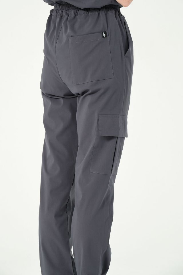 Füme Likralı Kargo Cep Doktor Hemşire Forması Tek Alt Unisex