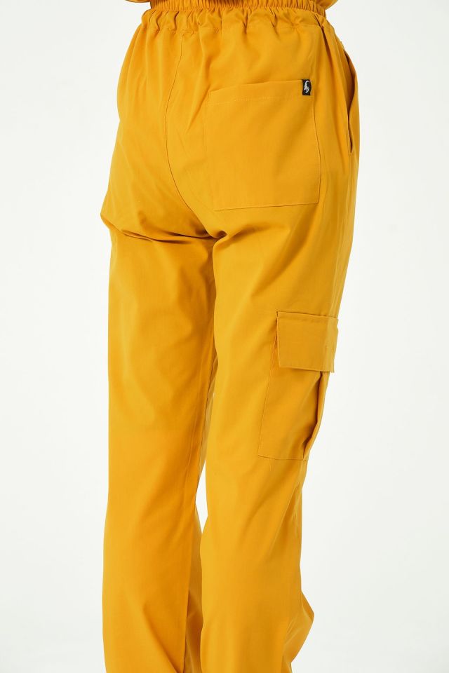 Hardal Likralı Kargo Cep Doktor Hemşire Forması Tek Alt Unisex