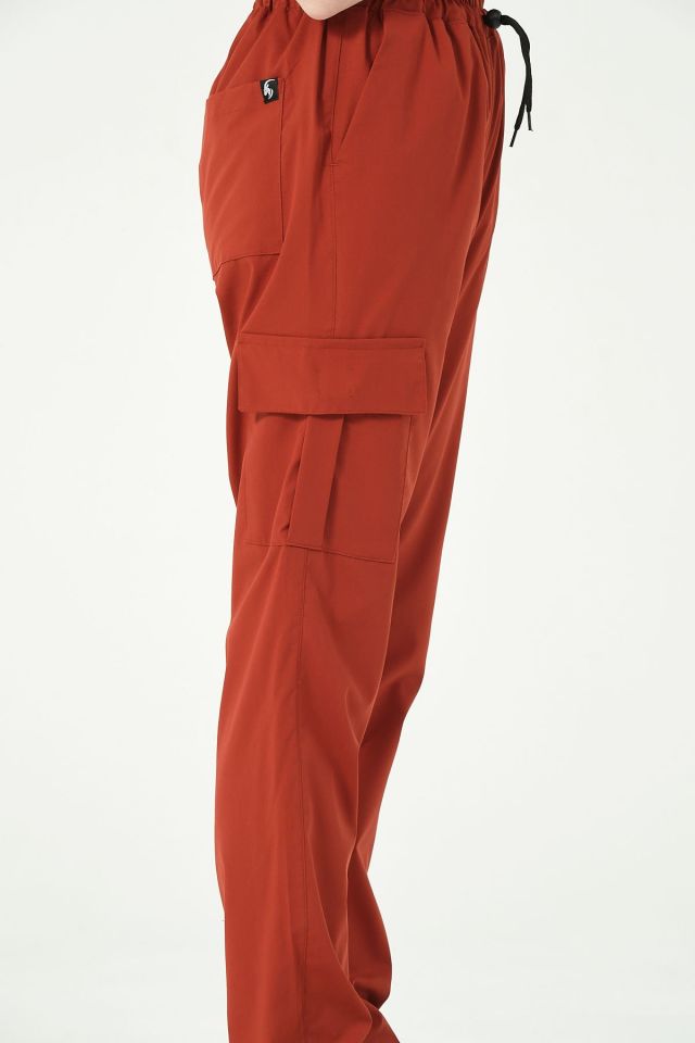 Kiremit Likralı Kargo Cep Doktor Hemşire Forması Tek Alt Unisex