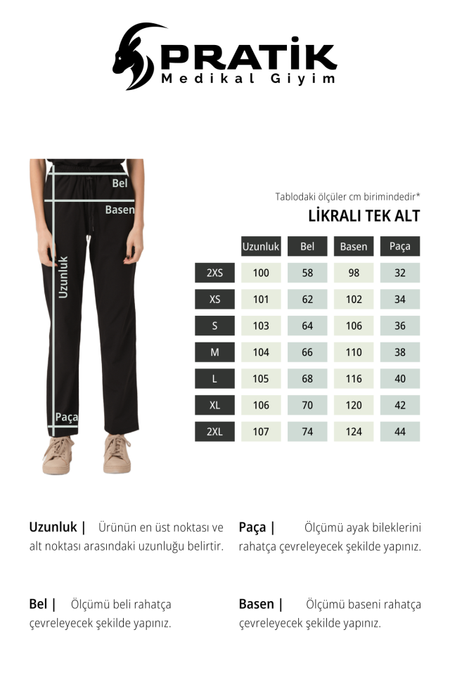 Lacivert Likralı Tek Alt Doktor Hemşire Forması Unisex S