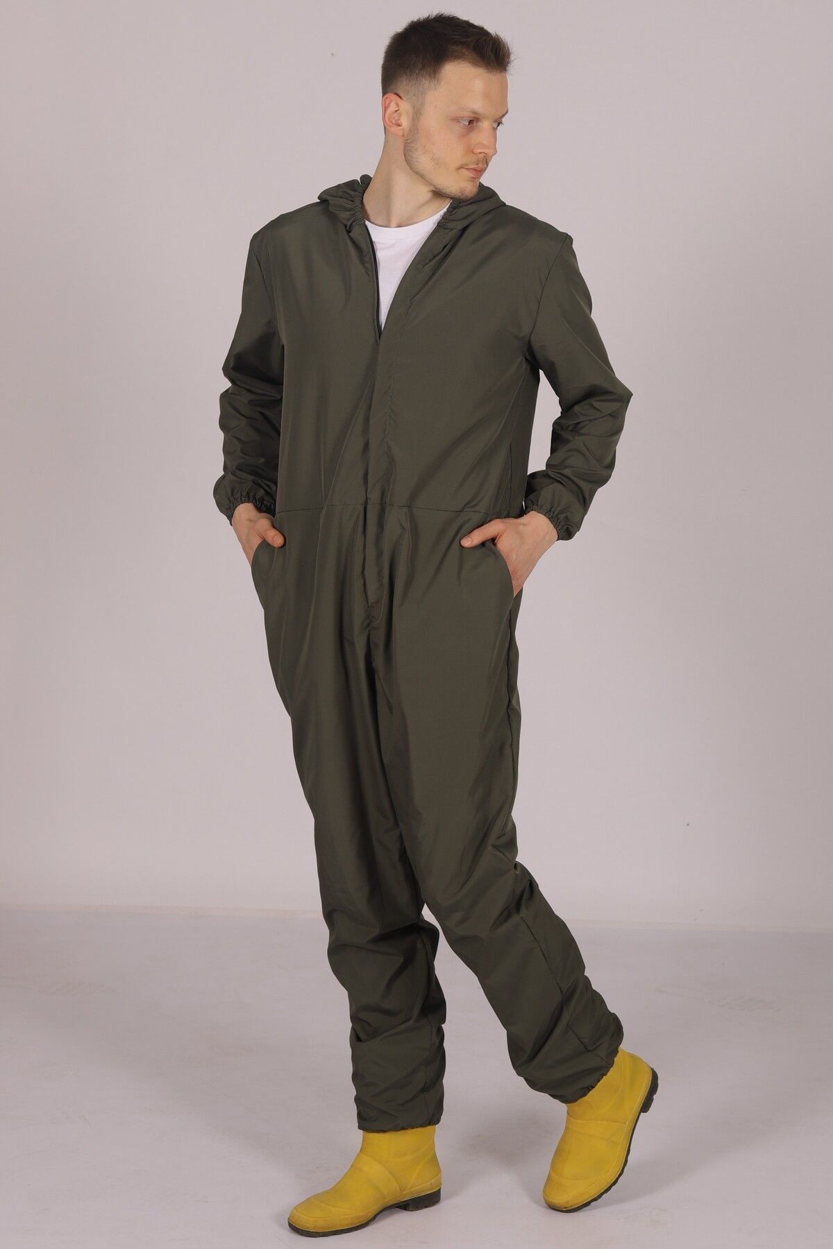 Yeşil İşçi Tulumu Balıkçı Çiftçi Bahçıvan Kuaför Laboratuvar Sıvı İtici Terletmez Kumaş Unisex