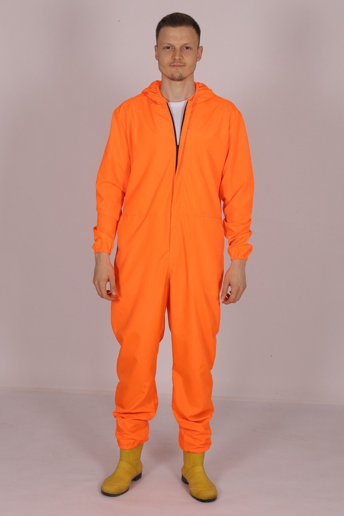 Turuncu İşçi Tulumu Balıkçı Çiftçi Bahçıvan Kuaför Laboratuvar Sıvı İtici Terletmez Kumaş Unisex