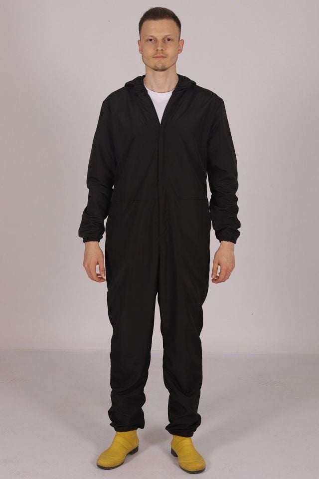 Siyah İşçi Tulumu Balıkçı Çiftçi Bahçıvan Kuaför Laboratuvar Sıvı İtici Terletmez Kumaş Unisex