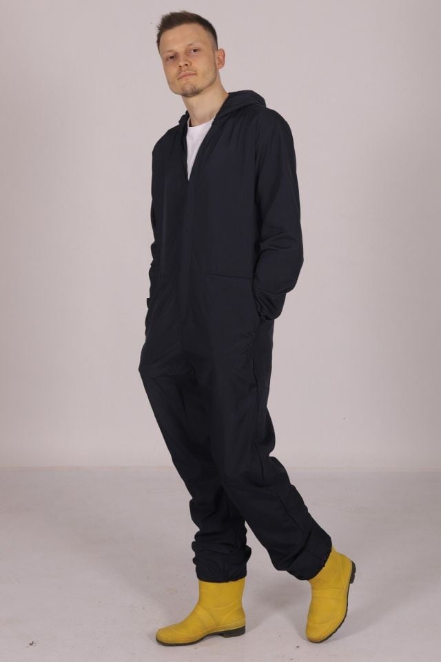 Lacivert İşçi Tulumu Balıkçı Çiftçi Bahçıvan Kuaför Laboratuvar Sıvı İtici Terletmez Kumaş Unisex