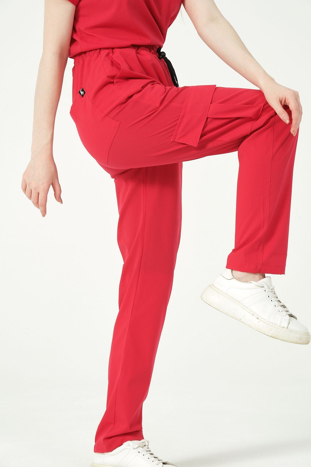 Nar Çiçeği Likralı Kargo Cep Doktor Hemşire Forması Tek Alt Unisex