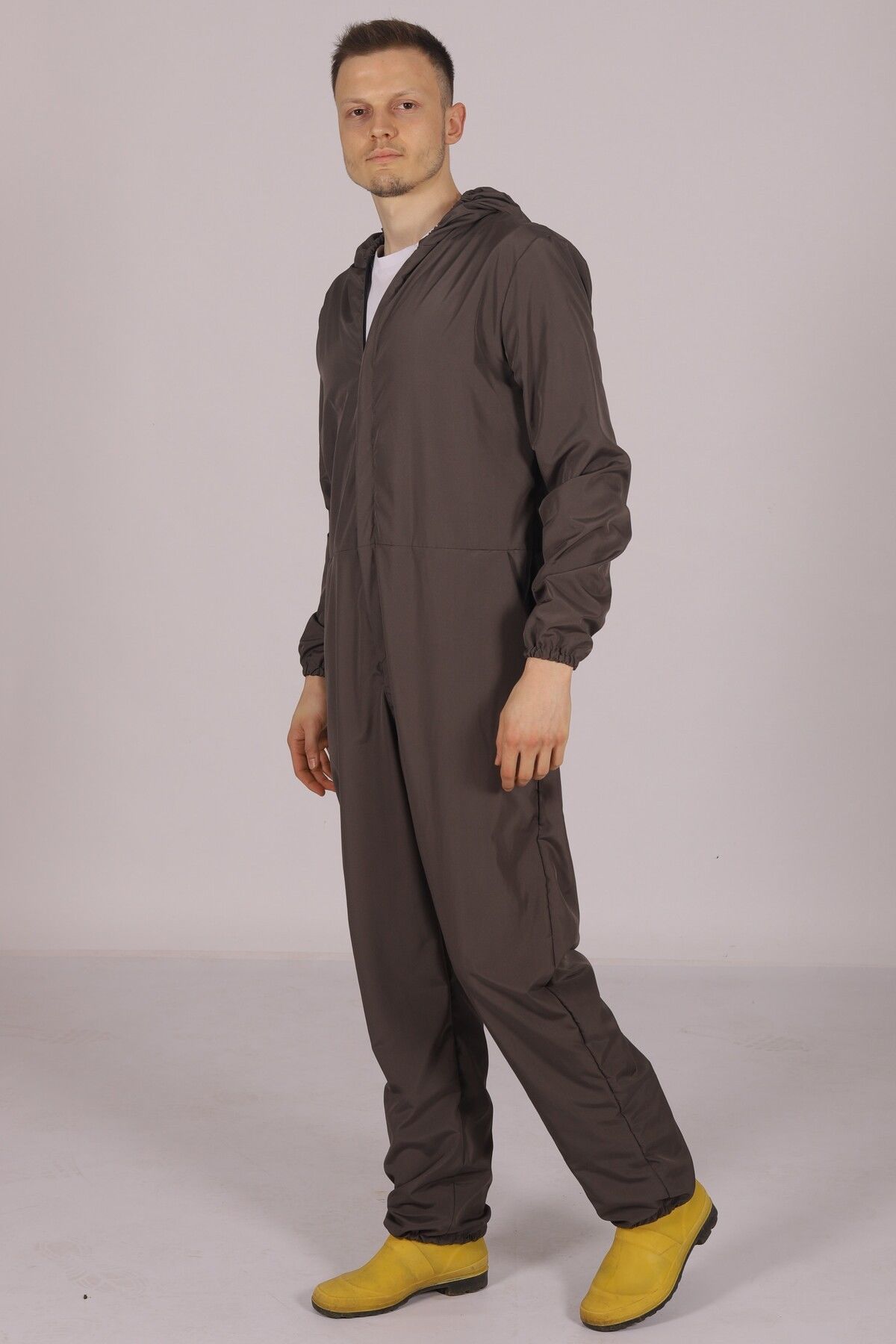 Gri İşçi Tulumu Balıkçı Çiftçi Bahçıvan Kuaför Laboratuvar Sıvı İtici Terletmez Kumaş Unisex XXL