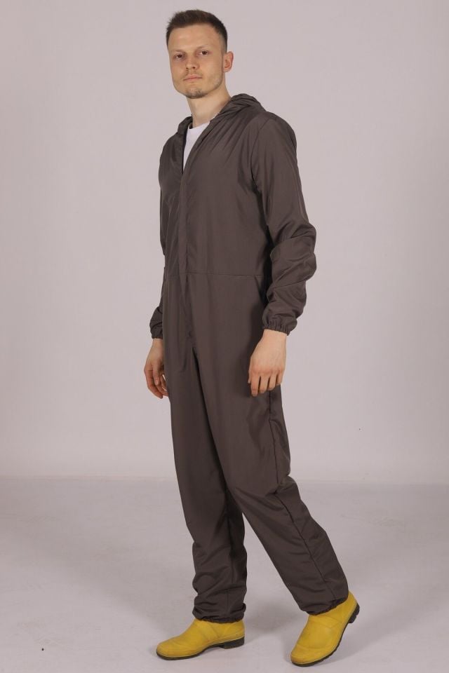 Gri İşçi Tulumu Balıkçı Çiftçi Bahçıvan Kuaför Laboratuvar Sıvı İtici Terletmez Kumaş Unisex XXL