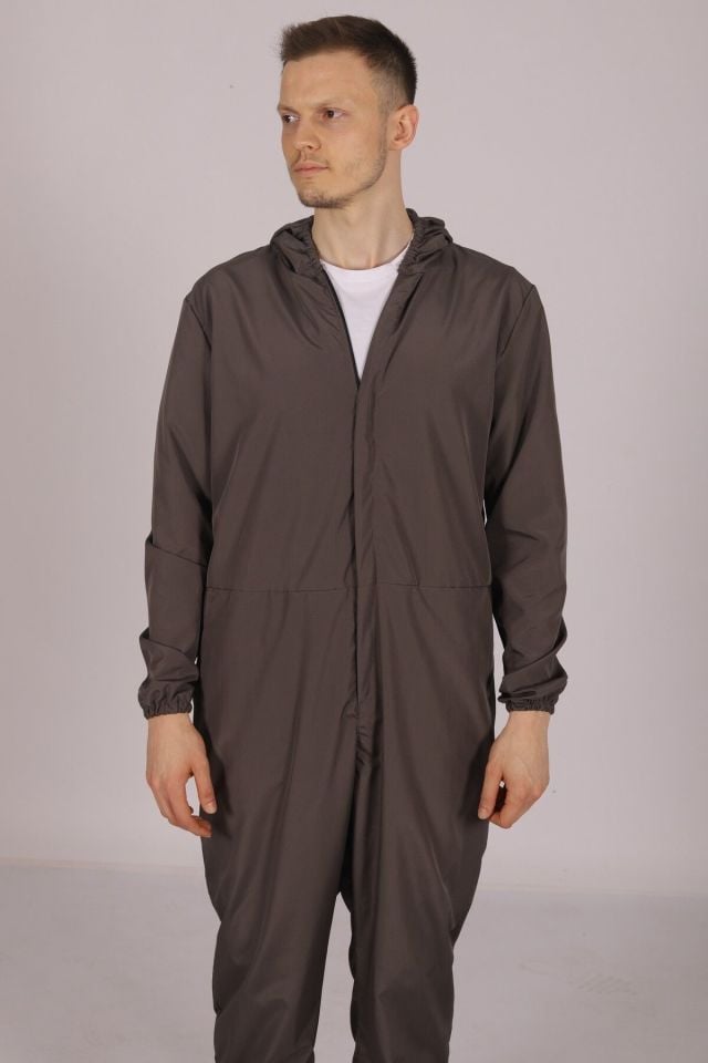 Gri İşçi Tulumu Balıkçı Çiftçi Bahçıvan Kuaför Laboratuvar Sıvı İtici Terletmez Kumaş Unisex XXL