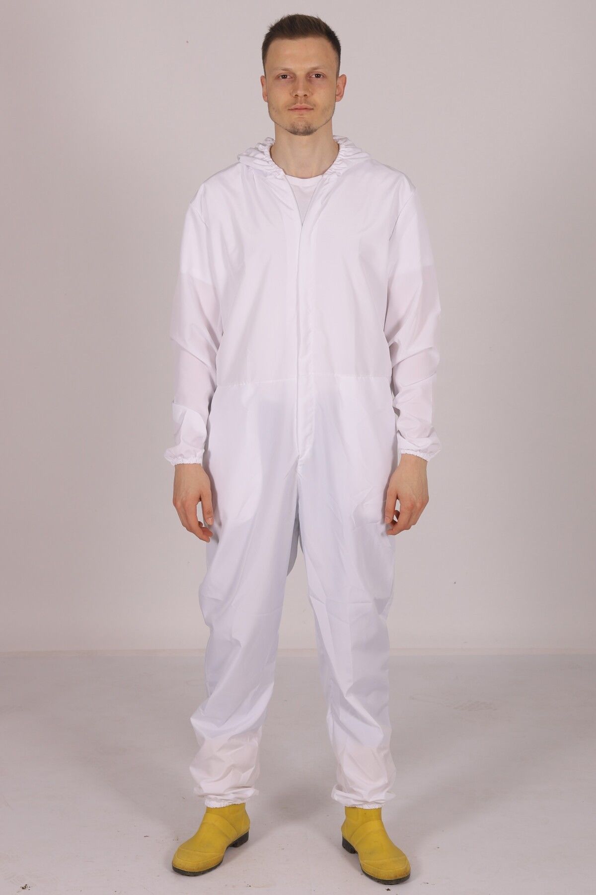 Beyaz İşçi Tulumu Balıkçı Çiftçi Bahçıvan Kuaför Laboratuvar Sıvı İtici Terletmez Kumaş Unisex