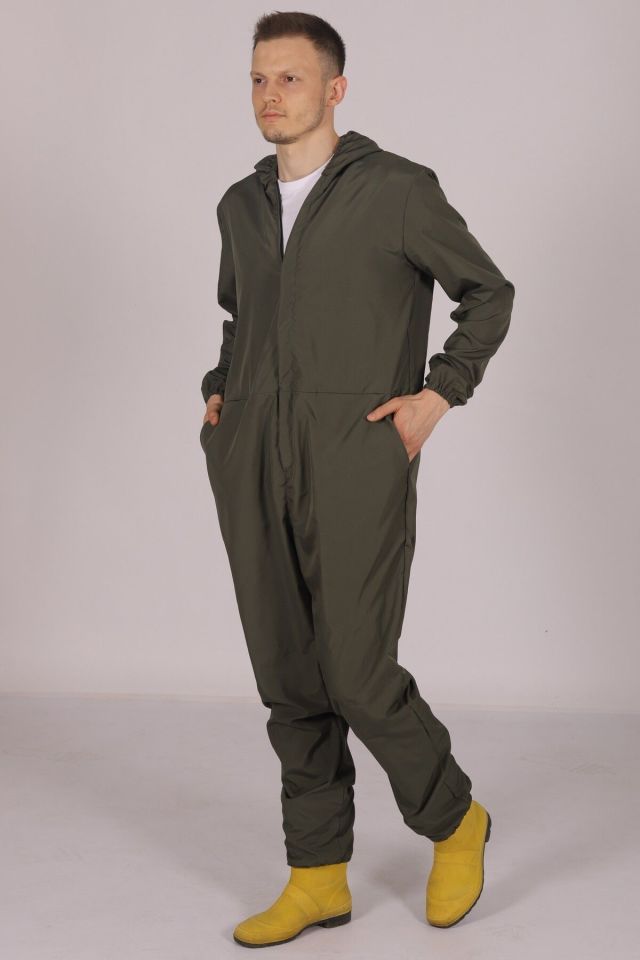 Yeşil İşçi Tulumu Balıkçı Çiftçi Bahçıvan Kuaför Laboratuvar Sıvı İtici Terletmez Kumaş Unisex S