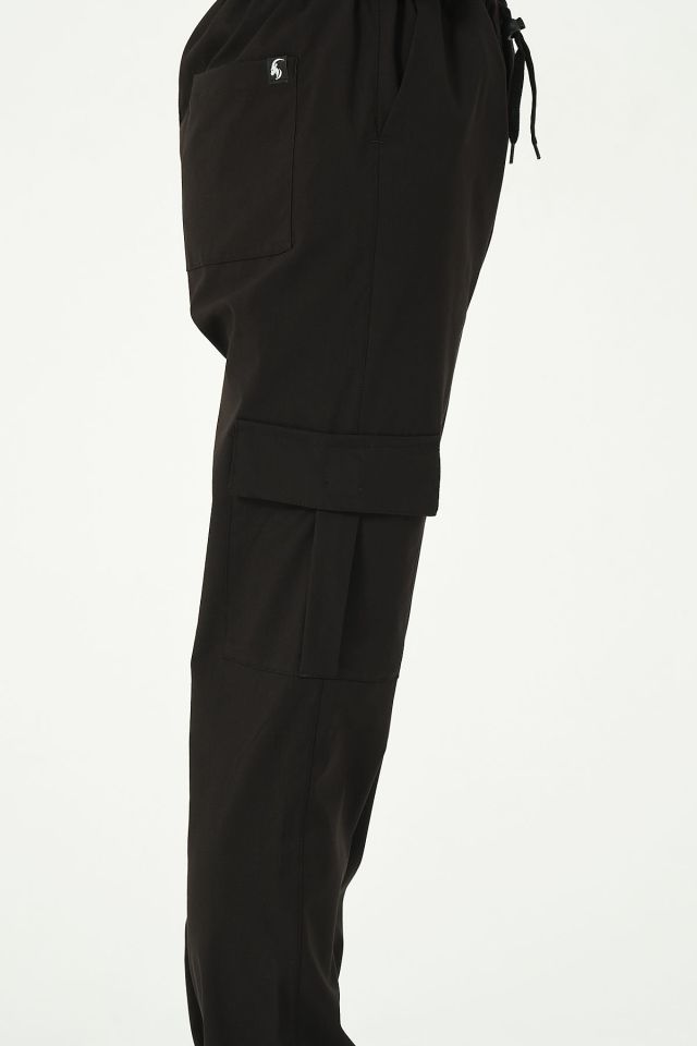 Siyah Likralı Kargo Cep Doktor Hemşire Forması Tek Alt Unisex