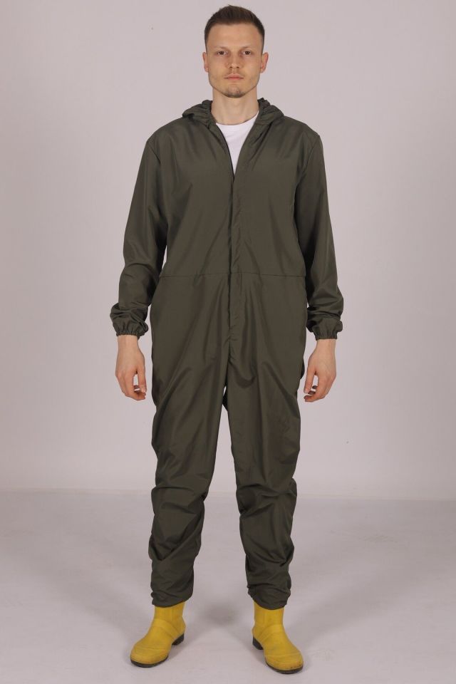Yeşil İşçi Tulumu Balıkçı Çiftçi Bahçıvan Kuaför Laboratuvar Sıvı İtici Terletmez Kumaş Unisex XL
