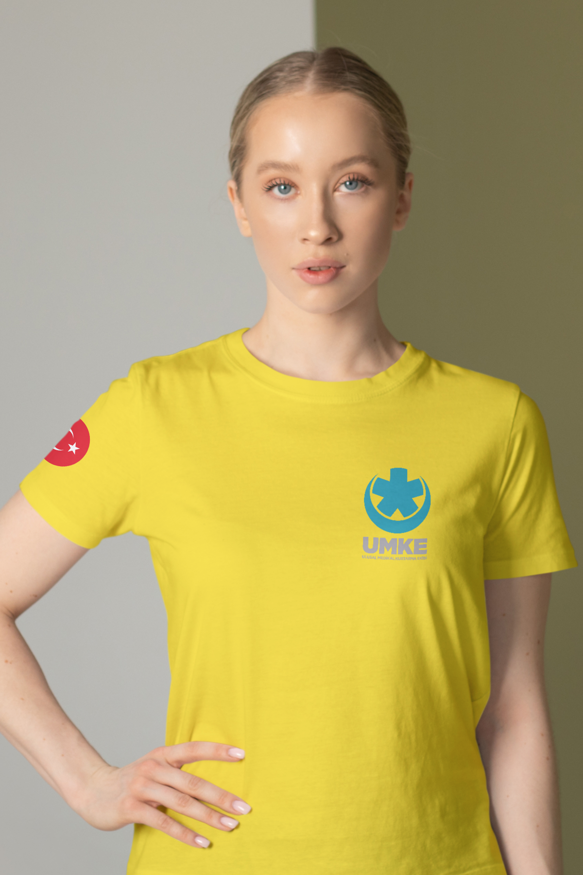 Sarı UMKE Bisiklet Yaka Tişört Unisex
