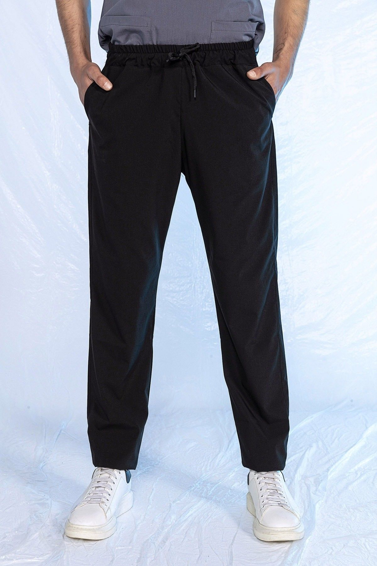 Siyah Likralı Tek Alt Doktor Hemşire Forması XS