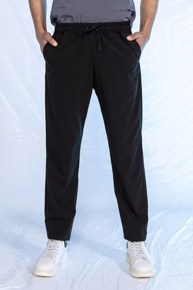 Siyah Likralı Tek Alt Doktor Hemşire Forması XS