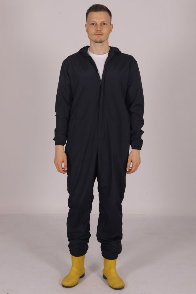 Lacivert İşçi Tulumu Balıkçı Çiftçi Bahçıvan Kuaför Laboratuvar Sıvı İtici Terletmez Kumaş Unisex XL