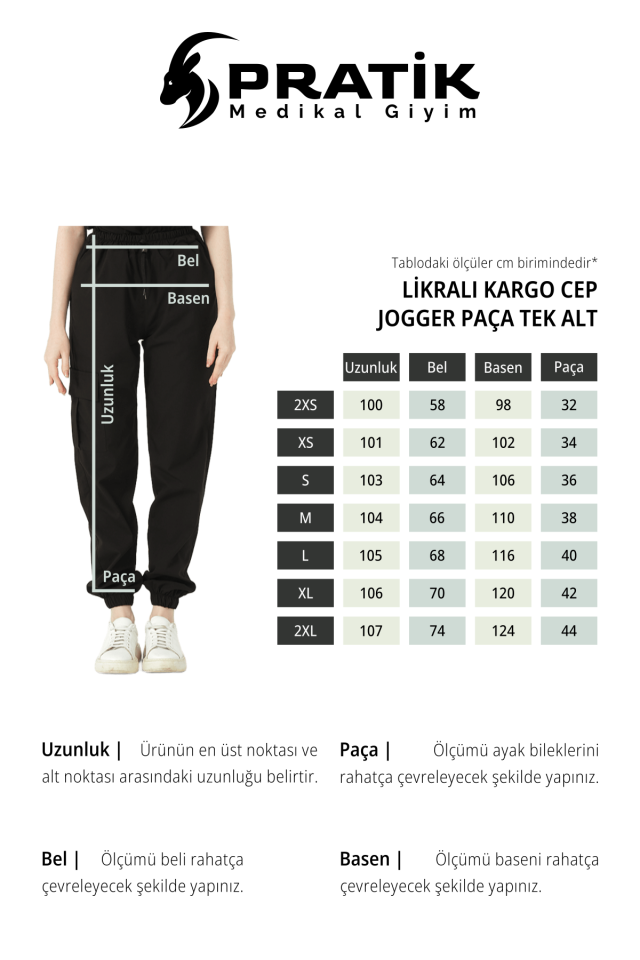 İndigo Likralı Kargo Cep Jogger Paça Doktor Hemşire Forması Tek Alt Unisex