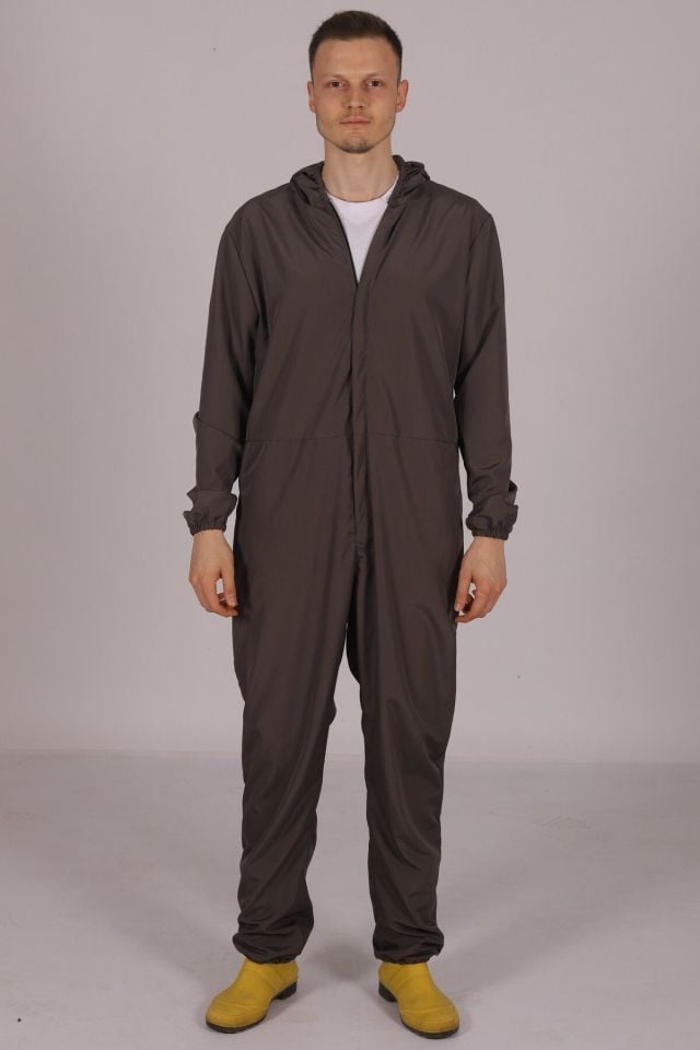 Gri İşçi Tulumu Balıkçı Çiftçi Bahçıvan Kuaför Laboratuvar Sıvı İtici Terletmez Kumaş Unisex XL