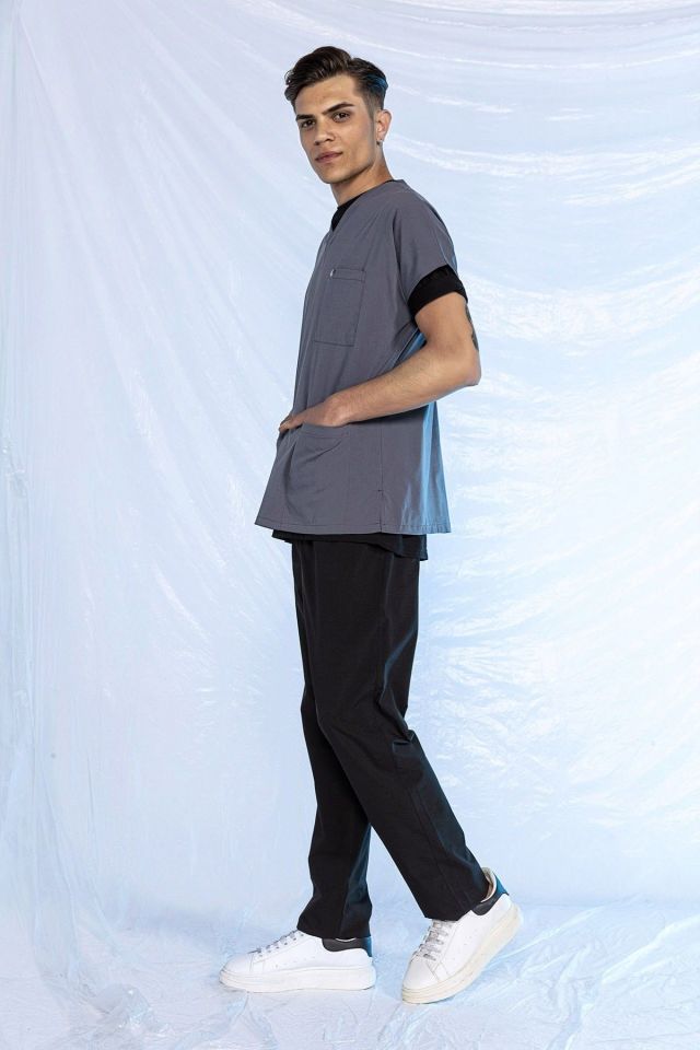 Siyah Likralı Tek Alt Doktor Hemşire Forması XXL