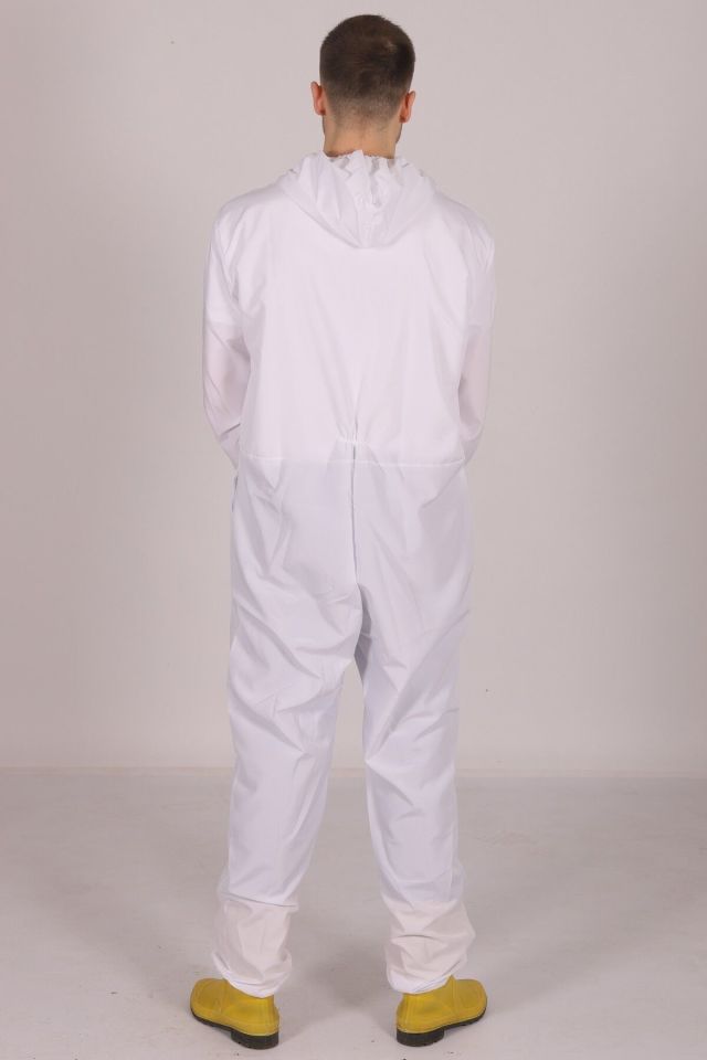 Beyaz İşçi Tulumu Balıkçı Çiftçi Bahçıvan Kuaför Laboratuvar Sıvı İtici Terletmez Kumaş Unisex XL