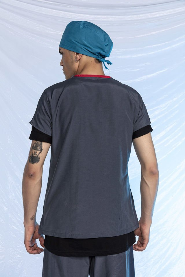 Füme Özel Veteriner Forması Tüy Tutmaz Sıvı İtici Baskılı Scrubs Takım Unisex