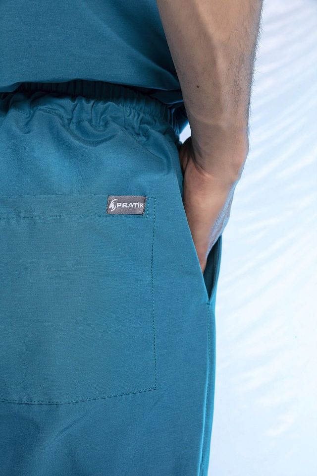 Turkuaz Likralı Tek Alt Doktor Hemşire Forması M