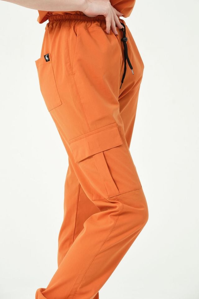 Somon Likralı Kargo Cep Jogger Paça Doktor Hemşire Forması Tek Alt Unisex XL