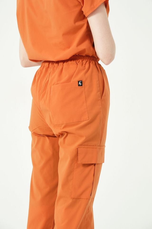 Somon Likralı Kargo Cep Jogger Paça Doktor Hemşire Forması Tek Alt Unisex XL