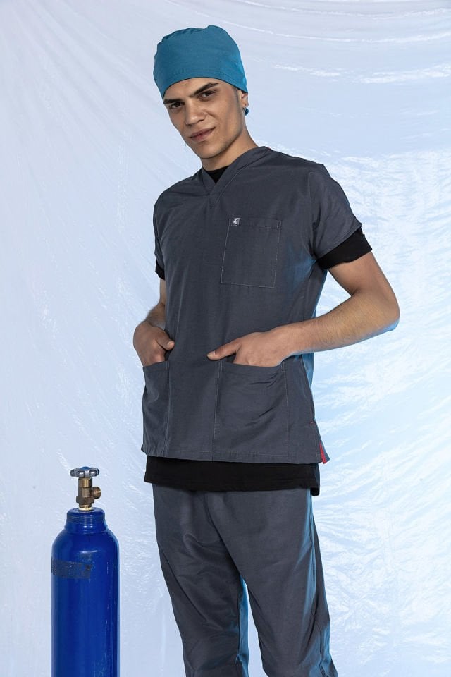 Füme Özel Veteriner Forması Tüy Tutmaz Sıvı İtici Scrubs Takım Unisex