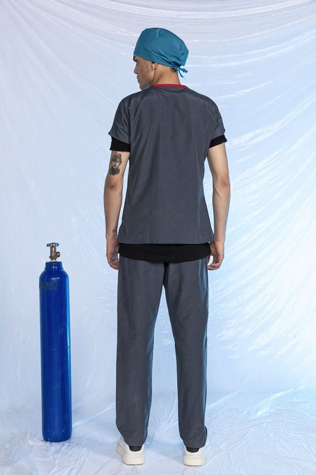 Füme Özel Veteriner Forması Tüy Tutmaz Sıvı İtici Scrubs Takım Unisex