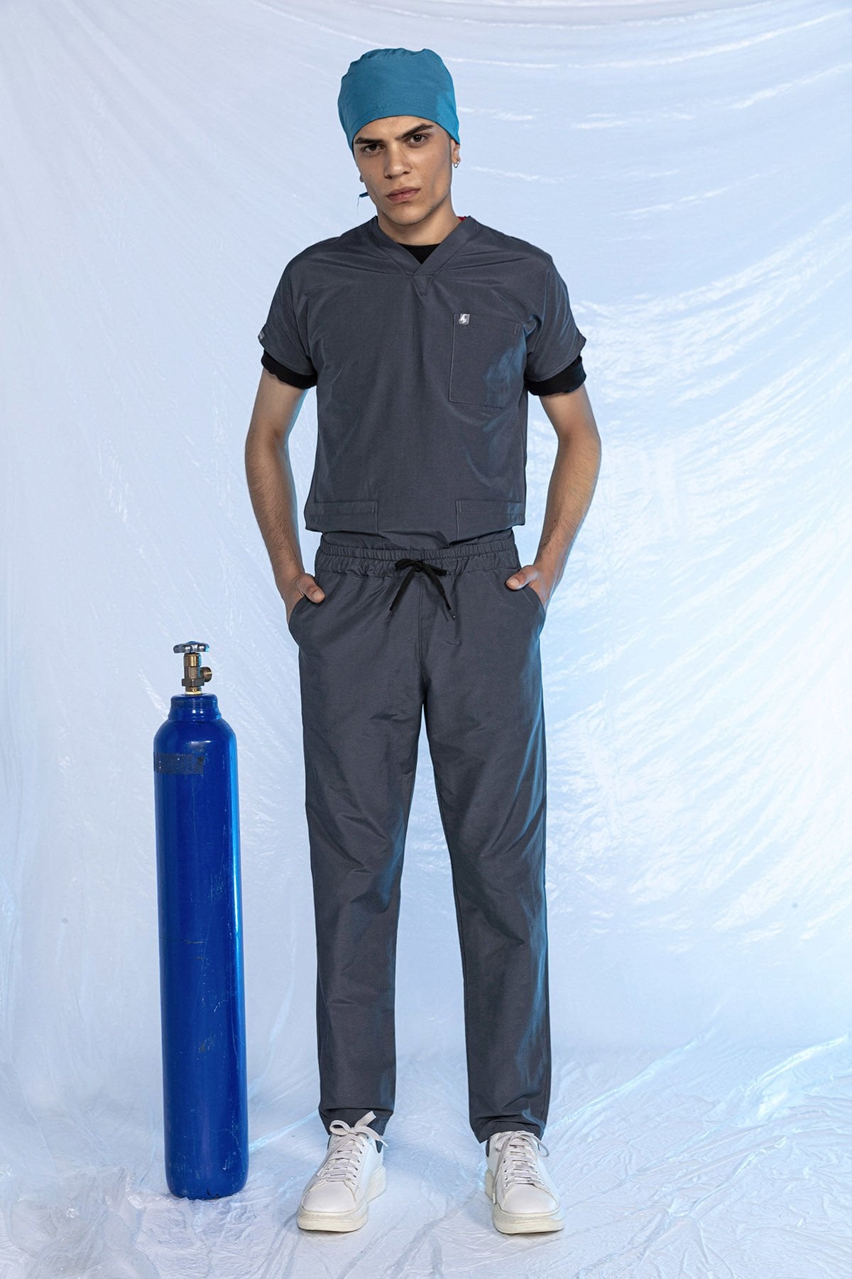 Füme Özel Veteriner Forması Tüy Tutmaz Sıvı İtici Scrubs Takım Unisex