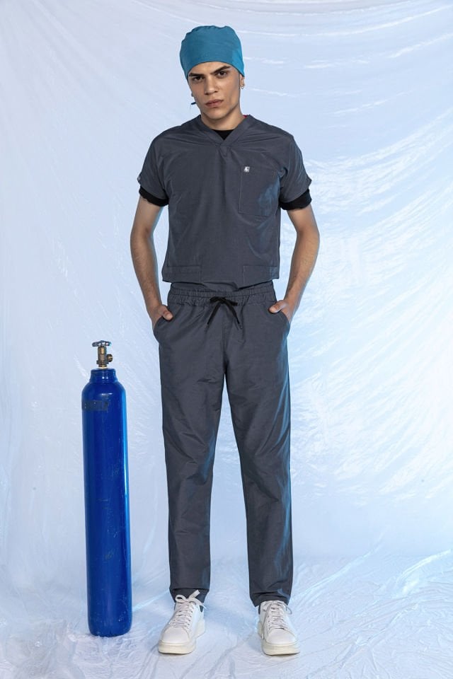 Füme Özel Veteriner Forması Tüy Tutmaz Sıvı İtici Scrubs Takım Unisex