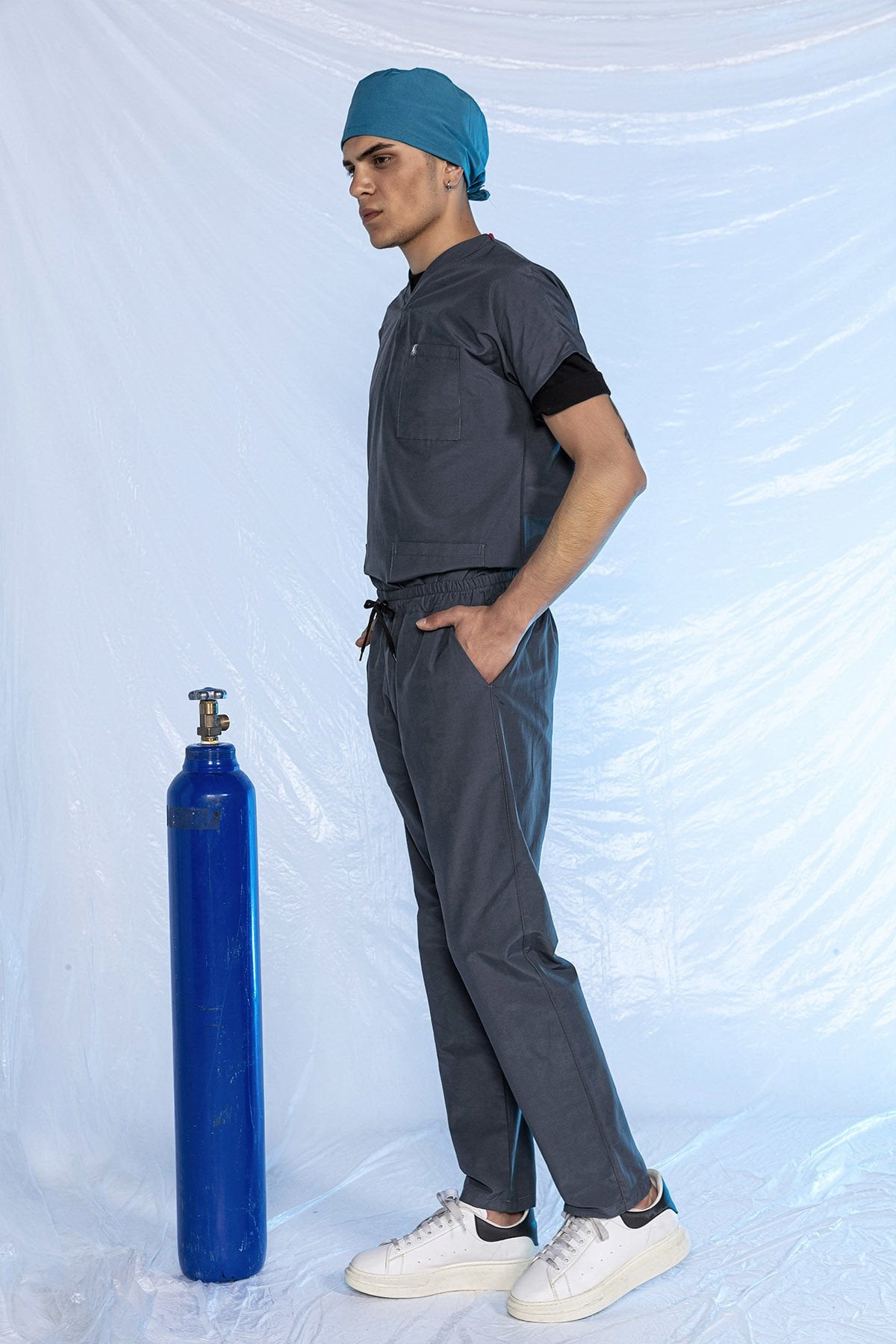 Füme Özel Veteriner Forması Tüy Tutmaz Sıvı İtici Scrubs Takım Unisex