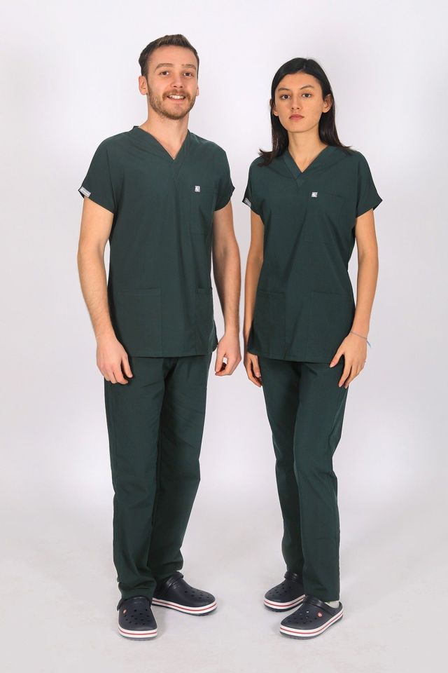 Ördek Yeşil Likralı Tek Alt Doktor Hemşire Forması XXS