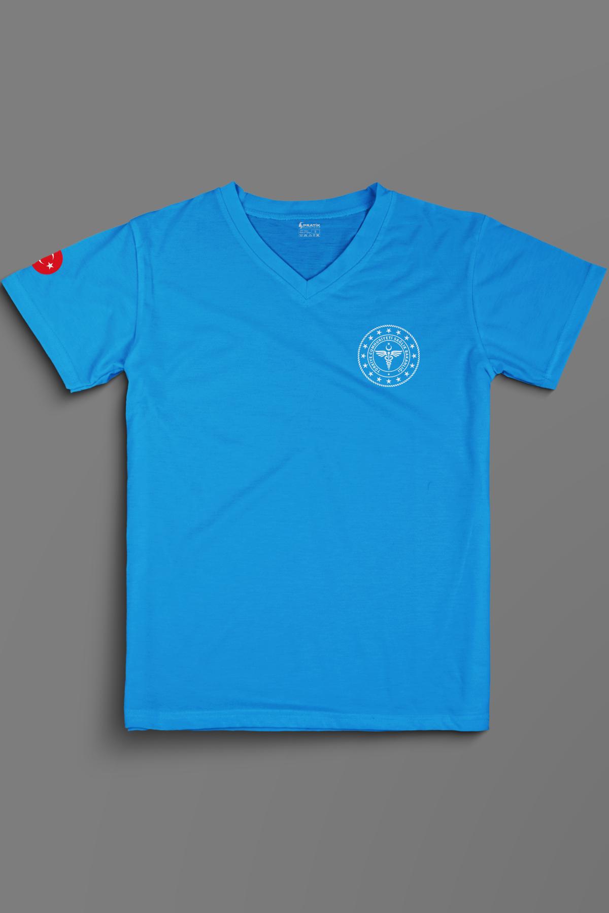 Turkuaz 112 Acil Sağlık V Yaka Penye Tişört Unisex