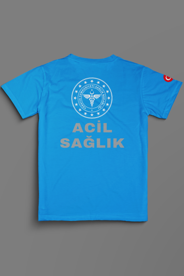 Turkuaz 112 Acil Sağlık V Yaka Penye Tişört Unisex