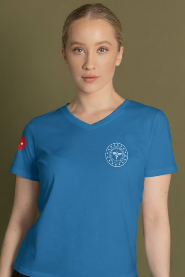 Turkuaz 112 Acil Sağlık V Yaka Penye Tişört Unisex