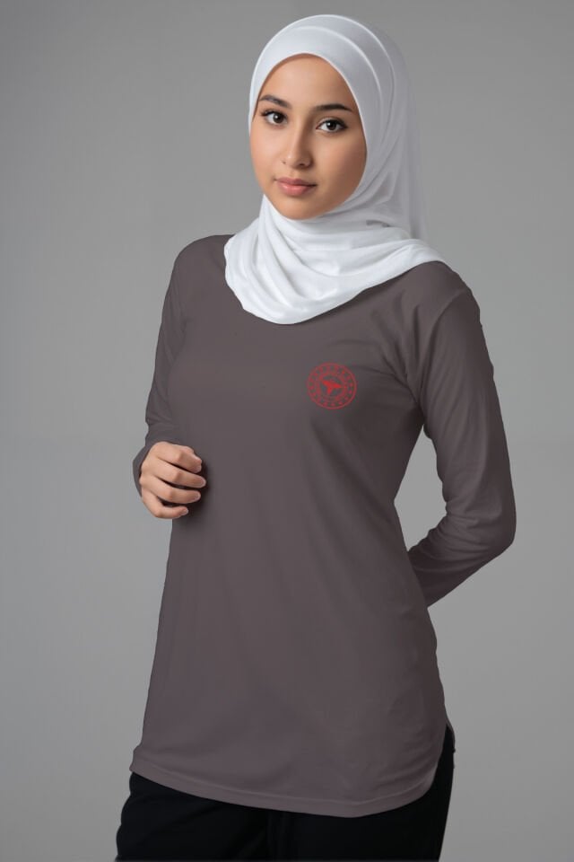 Gri 112 Acil Sağlık Tesettür Bisiklet Yaka Uzun Boy Penye Tişört