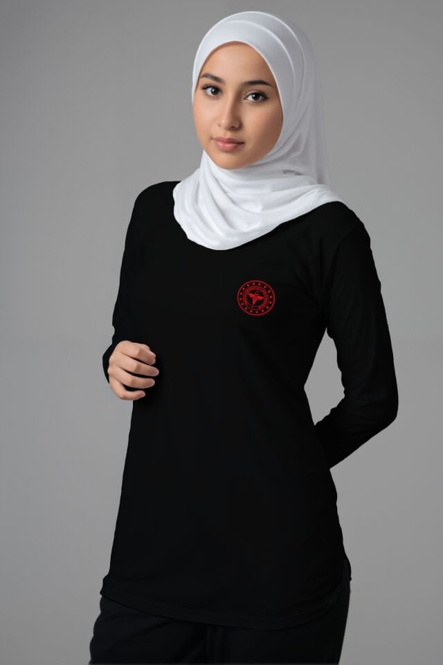 Siyah 112 Acil Sağlık Tesettür Bisiklet Yaka Uzun Boy Penye Tişört
