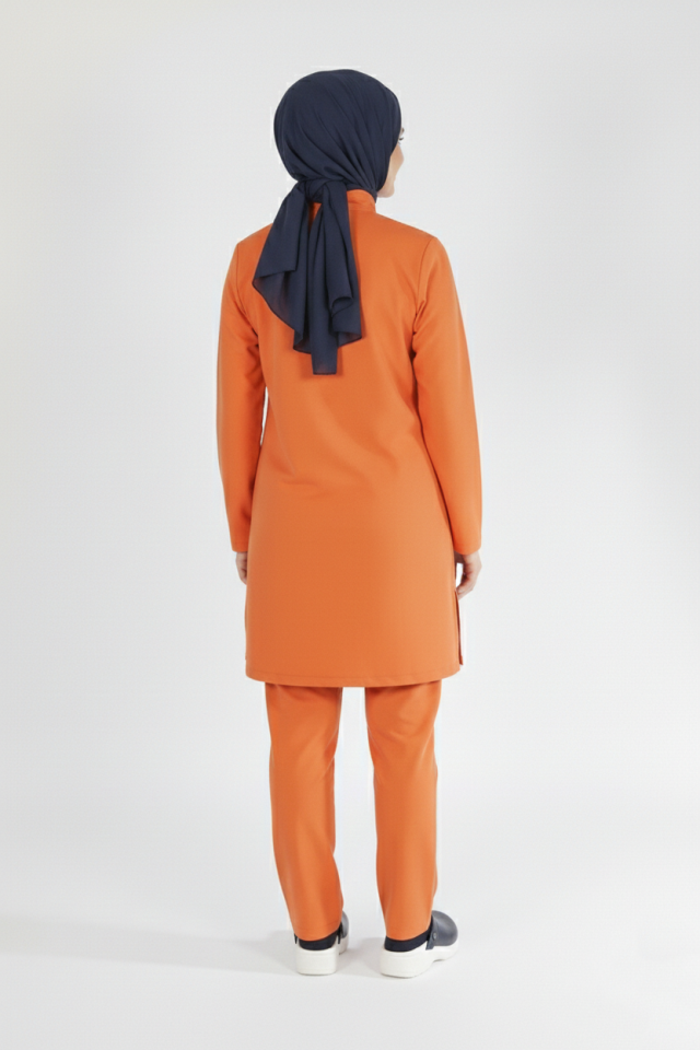 Somon Likralı Tesettür Scrubs Doktor Hemşire Forması Takım