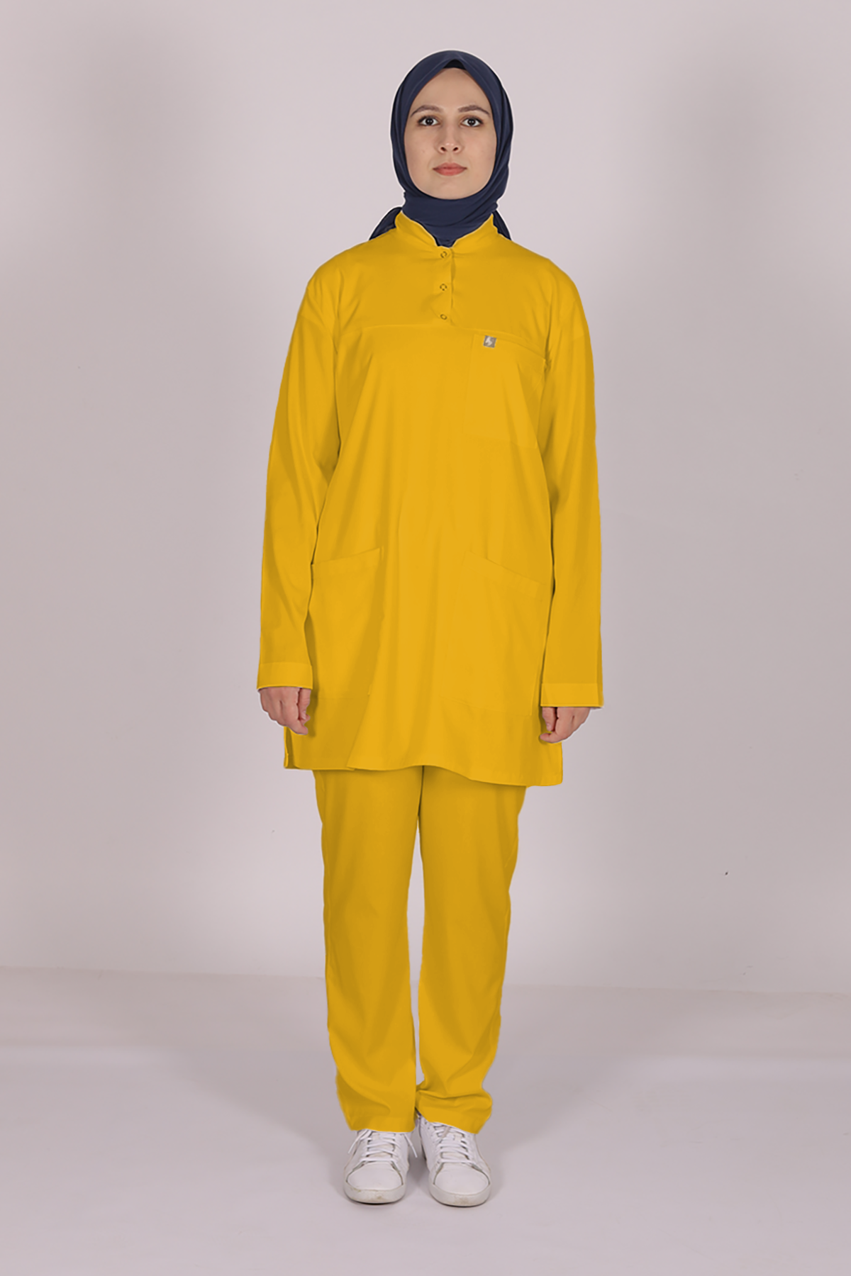 Hardal Likralı Tesettür Scrubs Doktor Hemşire Forması Takım