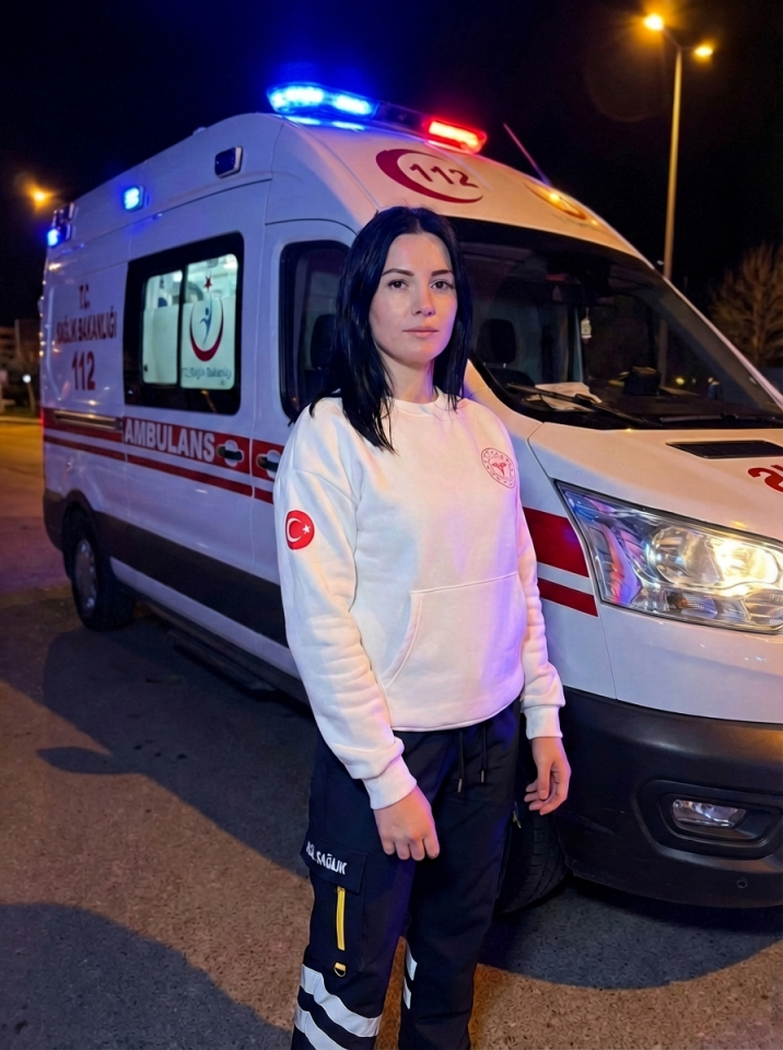 112 Acil Sağlık Sweatshirt Üç İplik Şardonlu Kanguru Cep Beyaz Unisex