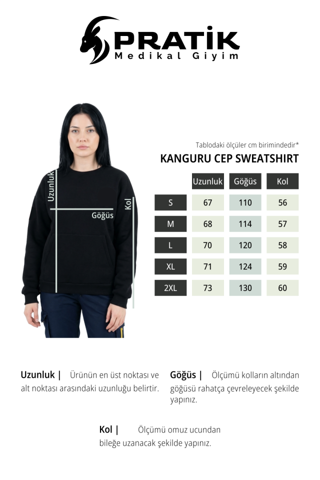 112 Acil Sağlık Sweatshirt Üç İplik Şardonlu Kanguru Cep Beyaz Unisex