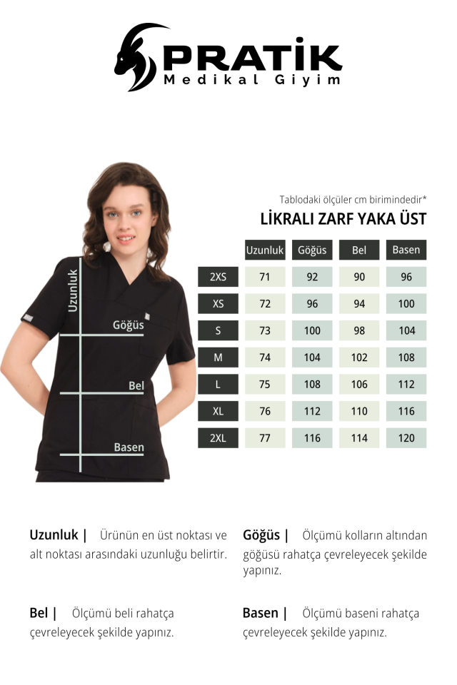 Mor Likralı Zarf Yaka Scrubs Doktor Hemşire Forması Tek Üst