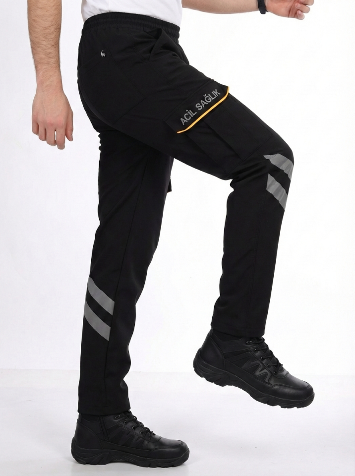 Kışlık Siyah Likralı 112 Acil Sağlık Pantolonu Unisex