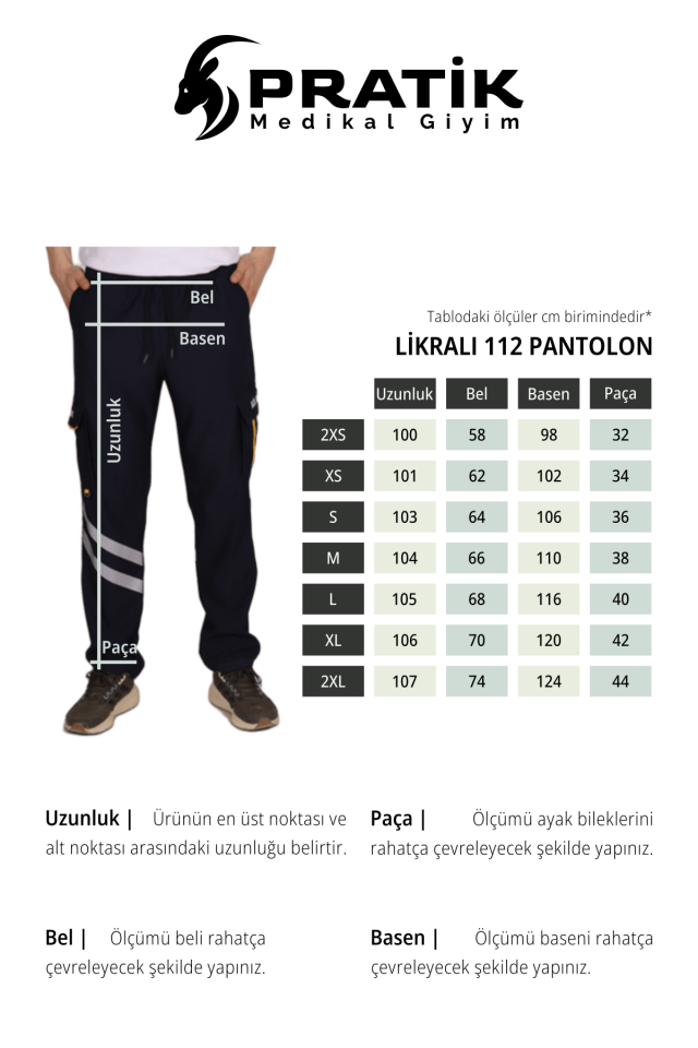 Kışlık Siyah Likralı 112 Acil Sağlık Pantolonu Unisex