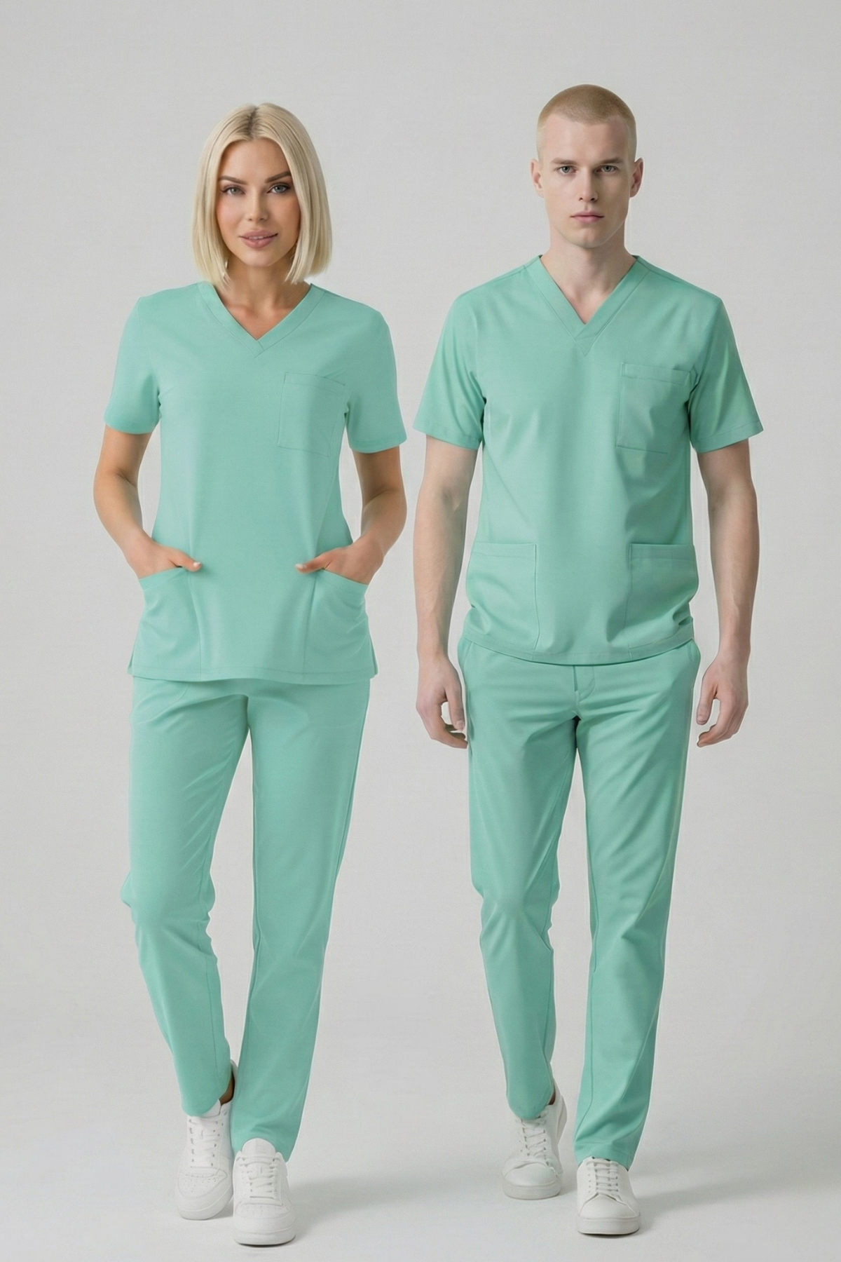 Bermuda Likralı Scrubs Doktor Hemşire Forması Yarasa Kol Takım Unisex