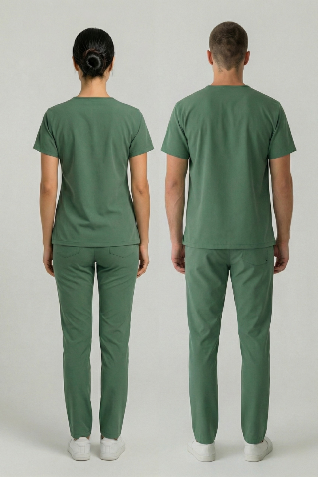 Frosty Spruce Likralı Scrubs Doktor Hemşire Forması Yarasa Kol Takım Unisex
