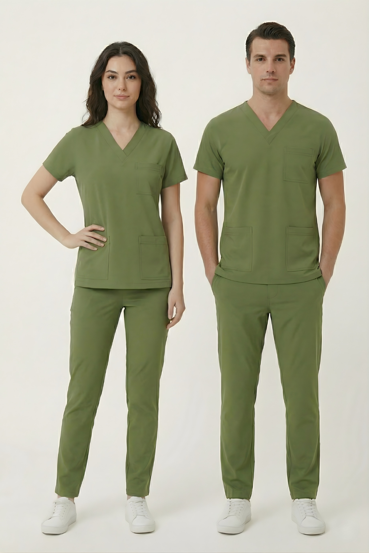 Grasshopper Likralı Scrubs Doktor Hemşire Forması Yarasa Kol Takım Unisex