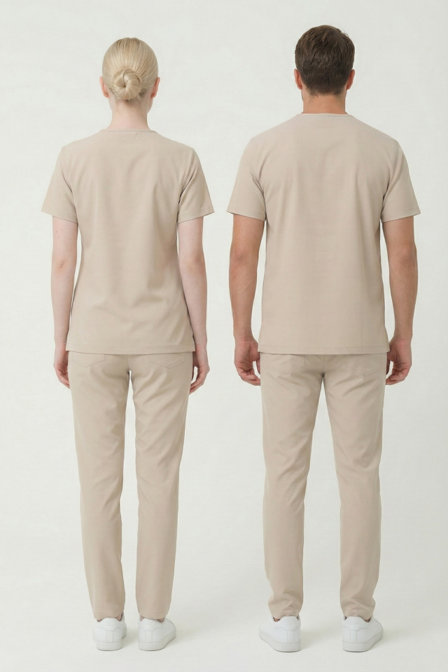 Moth Likralı Scrubs Doktor Hemşire Forması Yarasa Kol Takım Unisex